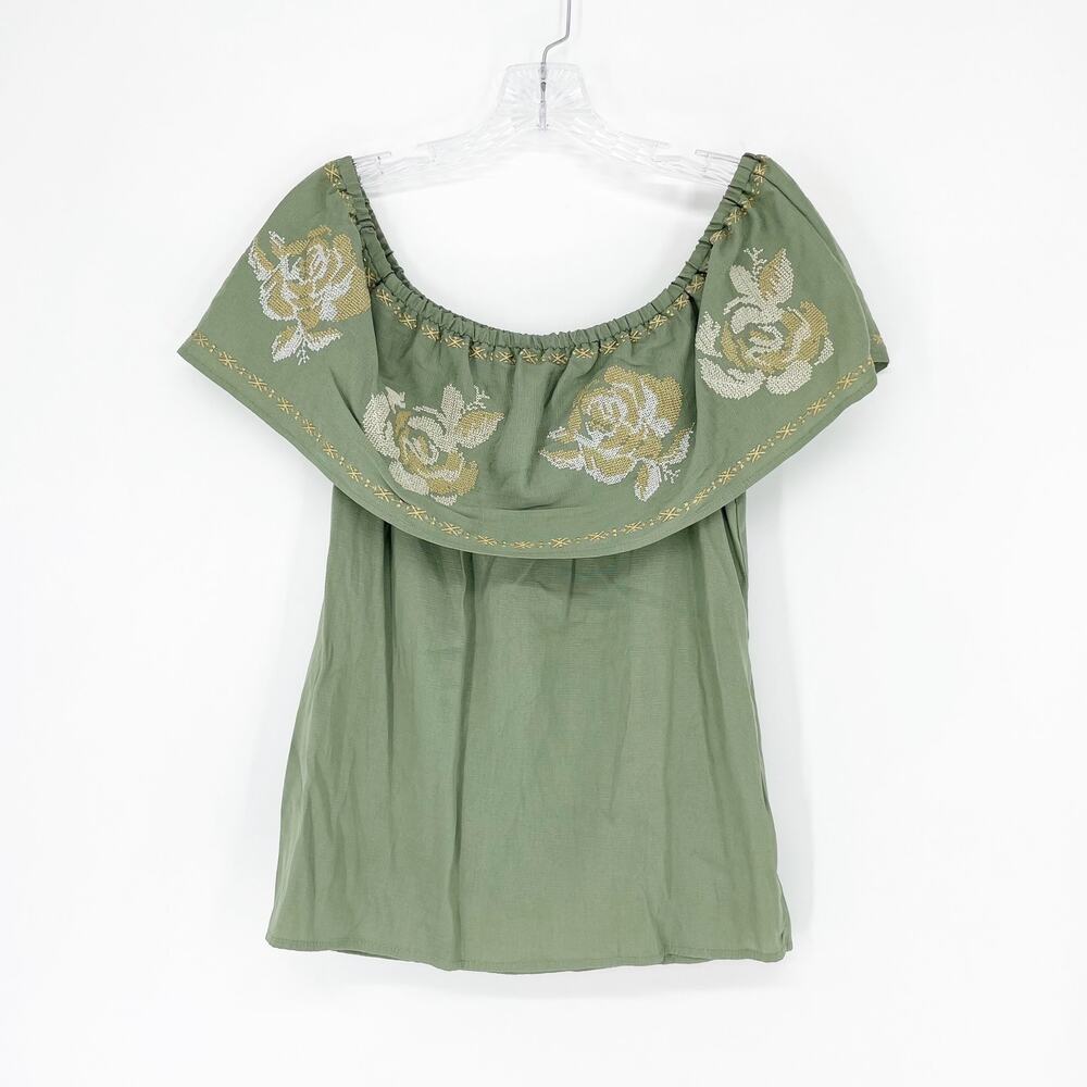 Miami Off The Shoulder Floral Embroidered Top Size Small